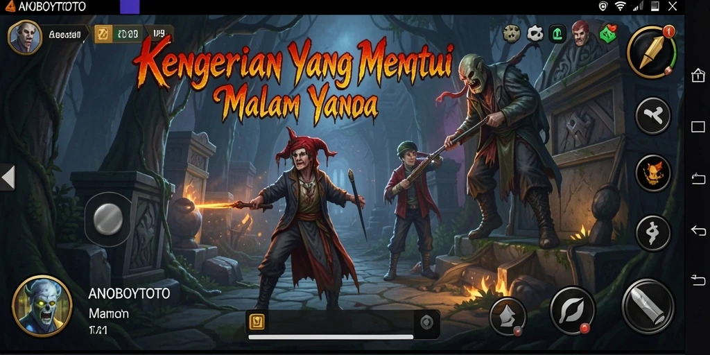 Tangkapan layar gameplay ANOBOYTOTO menampilkan suasana horor yang mencekam.