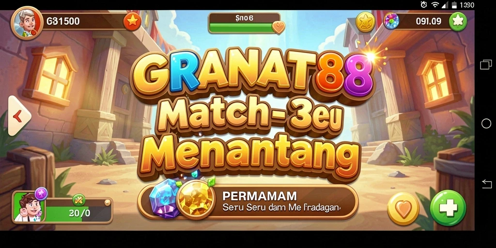 Screenshot gameplay GRANAT88 yang menampilkan permata berwarna-warni.