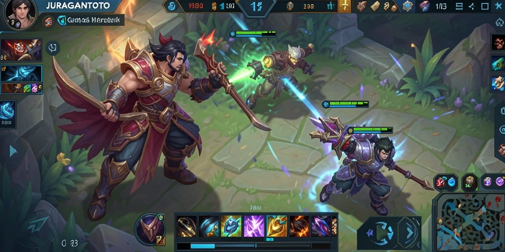 Screenshot gameplay JURAGANTOTO menampilkan pertarungan karakter yang seru.