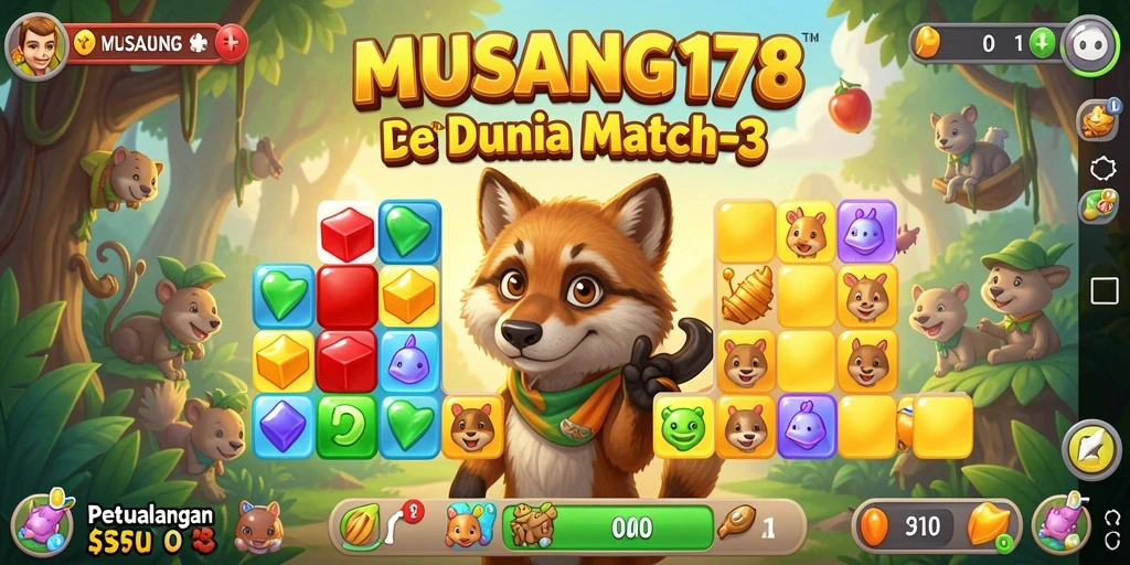 Gameplay seru di MUSANG178 dengan elemen match-3 yang menantang.