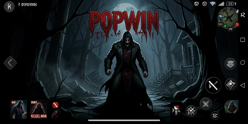 Tampilan gameplay menyeramkan POPWIN saat menjelajahi kegelapan.