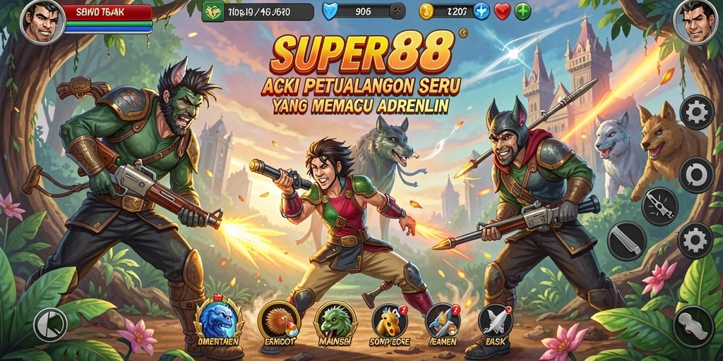 Gameplay SUPER88 dengan aksi menegangkan dan grafis menarik.
