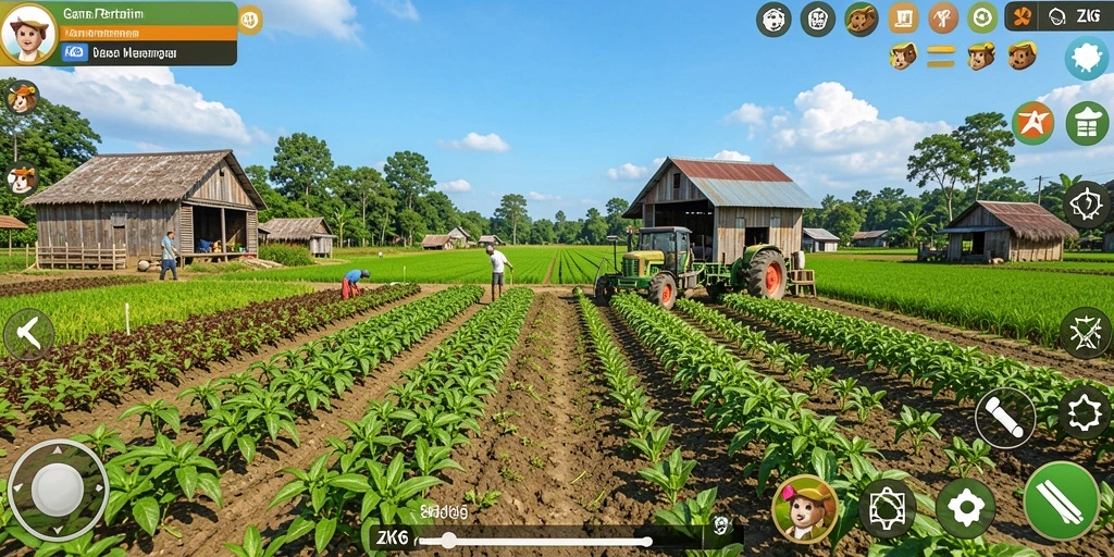 Screenshot ZK6 menampilkan gameplay seru bertani dan beternak.