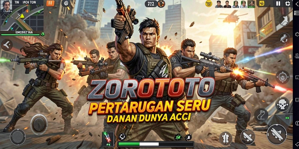 Gameplay dinamis di ZOROTOTO dengan pertarungan aksinya yang intens.